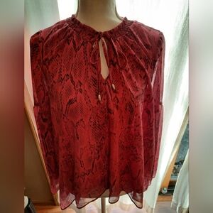 New Jennifer Lopez Red Snake Print Blouse Size Small